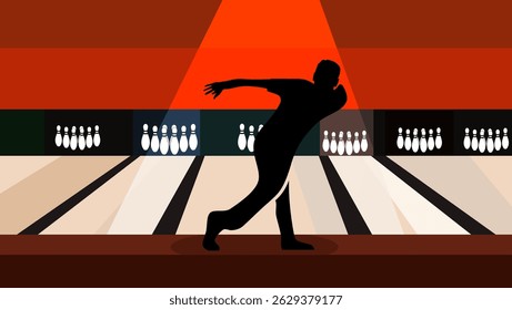 bowling player , flat color illustration