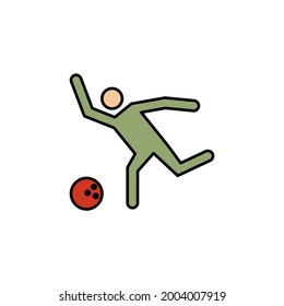 bowling, player line recolored icon. Signs and symbols can be used for web, logo, mobile app, UI, UX