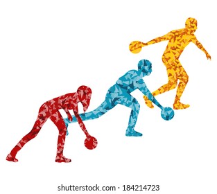 Bowling player silhouette vector background concept