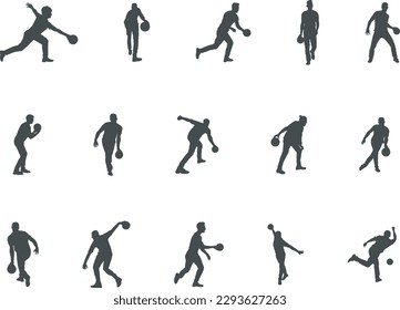 Bowling player silhouettes, Bowling people silhouettes, Bowling player SVG, Bowling player vector svg