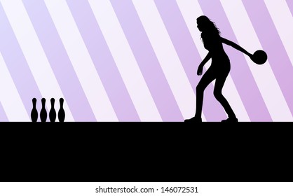 Bowling player silhouettes vector abstract background