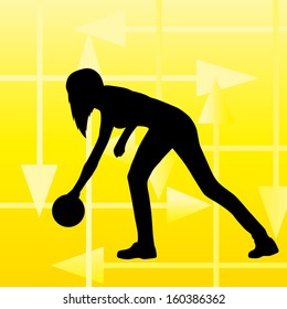Bowling player silhouettes vector abstract background