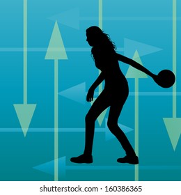 Bowling player silhouettes vector abstract background