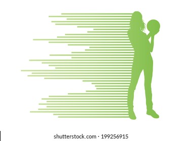 Bowling player silhouettes vector background concept made of stripes