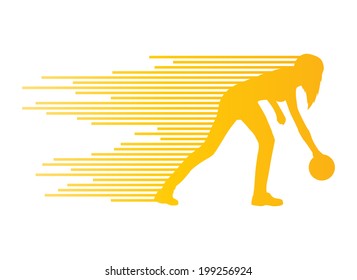 Bowling player silhouettes vector background concept made of stripes