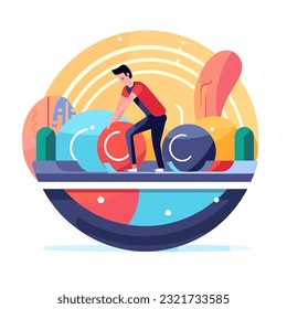 Bowling player throws a ball. Bowling logo vector. Cartoon illustration. isolated background