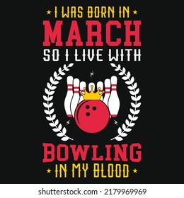 Bowling playing born in June graphic t-shirt design vector illustration