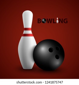 Bowling poster with ball and pin template