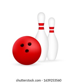 Bowling poster. Bowling game leisure concept. Vector stock illustration.