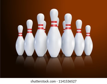 Bowling realistic illustration background. Bowling game leisure concept.