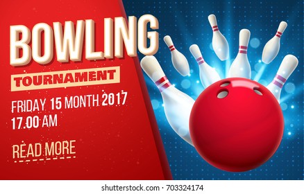 bowling realistic theme eps 10  pins ball place for text