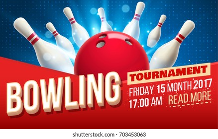 bowling realistic theme eps 10  pins ball place for text