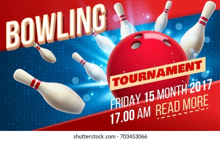 bowling realistic theme eps 10  pins ball place for text - Shutterstock ID 703453066