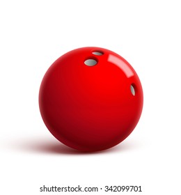 bowling red ball, bowling object, bowling realistic theme  Editable vector on white background 