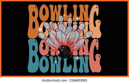 Bowling, Retro Wavy SVG T-shirts Design. svg