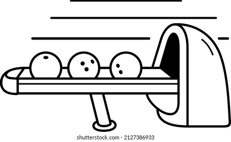 Bowling return tray. Vector outline illustration.