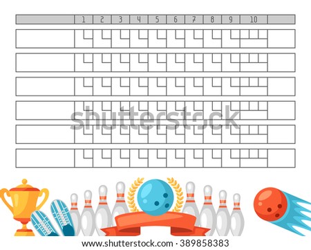 Bowling Score Sheet Blank Template Scoreboard Stock Vector (Royalty ...