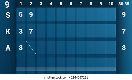 Bowling score sheet template. Bowling table information of players