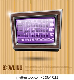 Bowling scoreboard, bowling alley, surface of a bowling