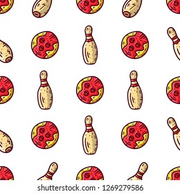 Bowling seamless pattern. Abstract vector background