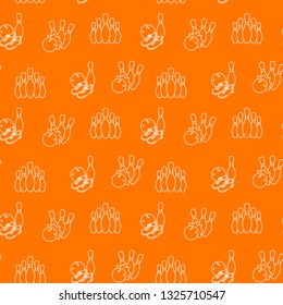 Bowling seamless pattern orange background. Vector illustration.