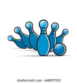 bowling set in blue-vector drawing