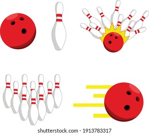Ilustración de vectores Bowling Set sobre fondo blanco