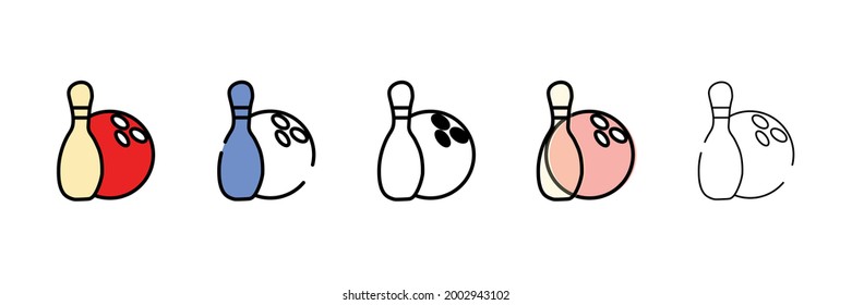 bowling set vector type icon