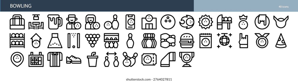 Bowling Shoe Bag Accessory Equipment Glove Towel Icon Set