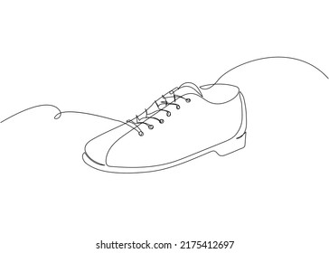 Bowling shoe one line art. Continuous line drawing of entertainment, sport, hobby, footwear, tournament, game, activity, competitive, leisure, professional, play.