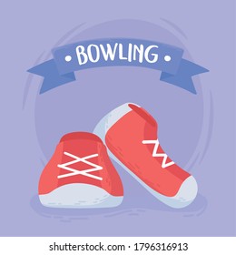 bowling shoes accessories game recreational sport flat design vector illustration