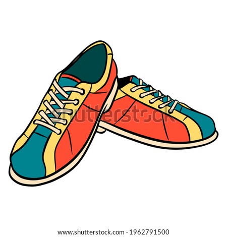Bowling shoes. Shoes for the game. Required for bowling. Bowling Club. Cartoon style. Illustration for design and decoration.