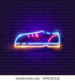 Bowling Shoes Neon Icon. Vector Illustration For Design. Glowing Shoe Sign. Sports Concept. Bowling Club Sign.