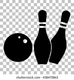 Bowling sign illustration. Flat style black icon on transparent background.