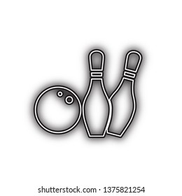 Bowling sign illustration. Vector. Double contour black icon with soft shadow at white background. Isolated.