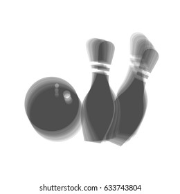 Bowling sign illustration. Vector. Gray icon shaked at white background.