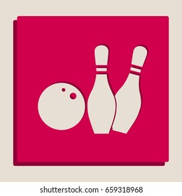 Bowling sign illustration. Vector. Grayscale version of Popart-style icon.