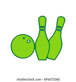 Bowling sign illustration. Vector. Lemon scribble icon on white background. Isolated