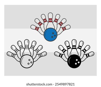 Bowling, Bowling Silueta, Juego de bolos, Bola de bolos, Golpe, Pines Png, Contorno, Clipart, Clipart