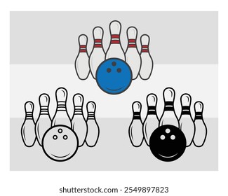 Bowling, Bowling Silueta, Juego de bolos, Bola de bolos, Golpe, Pines Png, Contorno, Clipart, Clipart