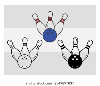 Bowling, Bowling Silhouette, Bowling Game, Bowling Ball, Strike, Pins Png, Outline, Clipart, Clipart