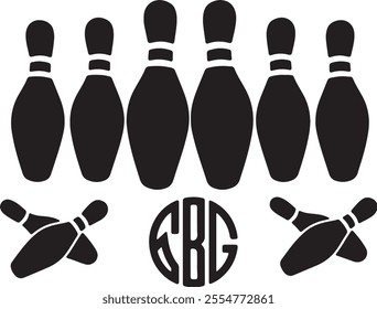 Bowling, Bowling Silhouette, Bowling Game, Bowling Ball, Strike, Pins Png, Outline, Clipart,