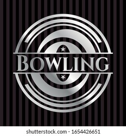 Das silberglänzende Schild bowling. Vektorillustration Illustration.Mosaik.