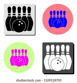 bowling. simple flat vector icon illustration on four different color backgrounds
