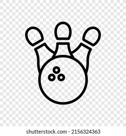 Bowling simple icon vector. Flat design. Transparent grid.