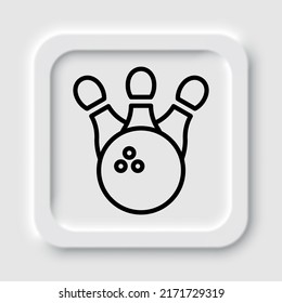 Bowling simple icon vector. Flat design. Neumorphism design.ai
