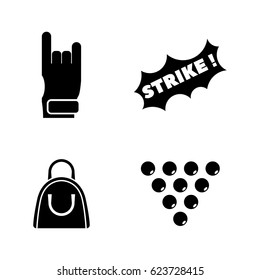 Bowling. Simple Related Vector Icons Set for Video, Mobile Apps, Web Sites, Print Projects and Your Design. Black Flat Illustration on White Background.