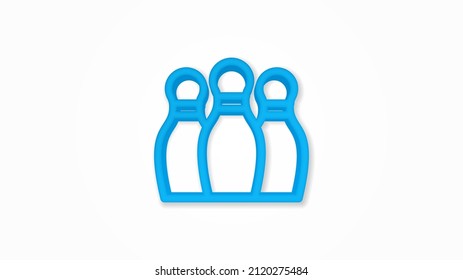 Bowling Skittles and ball 3d line flat color icon. Realistic vector illustration. Pictogram isolated. Top view. Colorful transparent shadow design.
