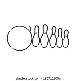 Bowling skittles and ball sketch vector illustration