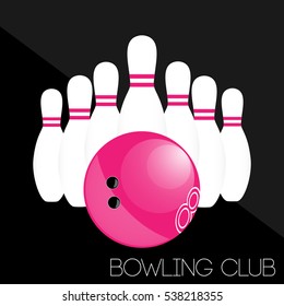 Bowling skittles. Bowling ball. Sports game. Bowling club.